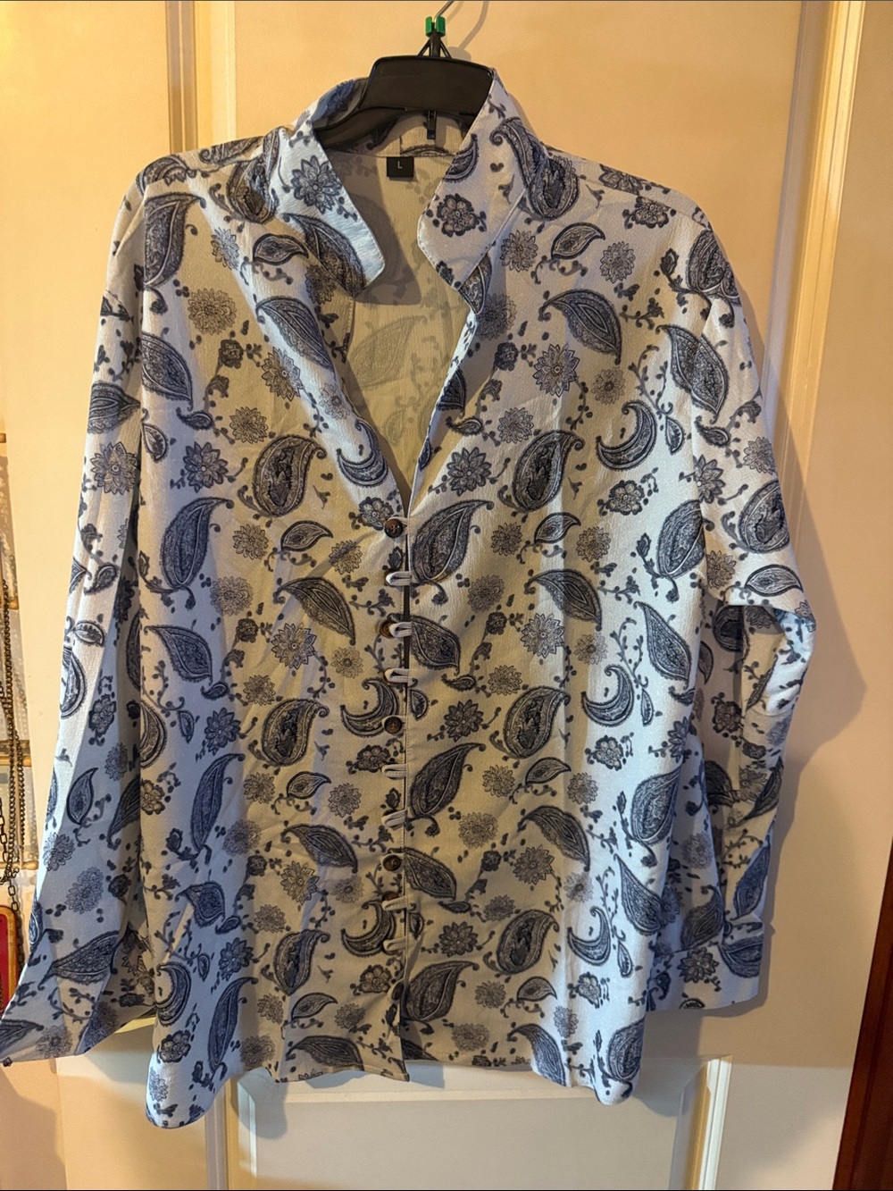 Light Blue Paisley Button-Down Shirt for Men